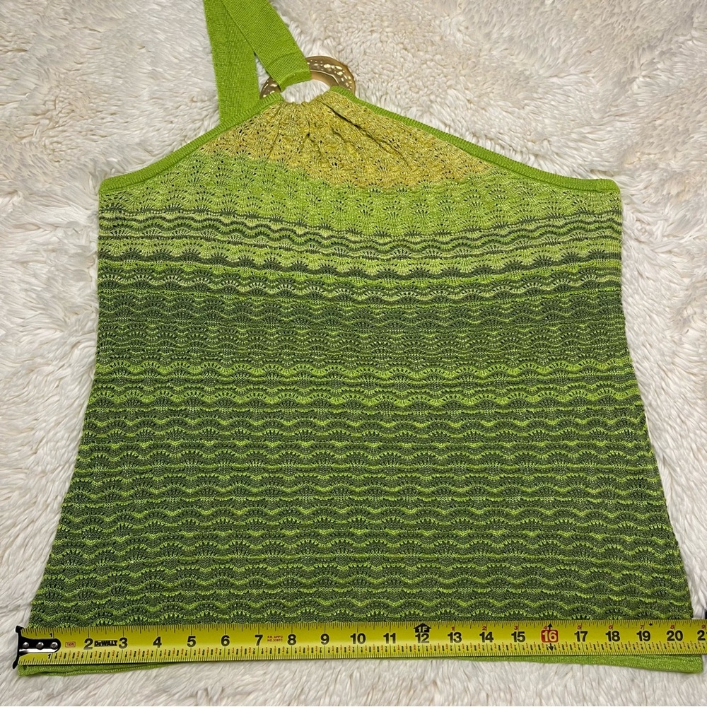 Boston Proper Green One Shoulder Sleeveless Knit Top w/ Gold Hoop - Picture 13 of 13